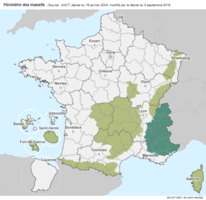 Départements concernés par la Loi Montagne en France